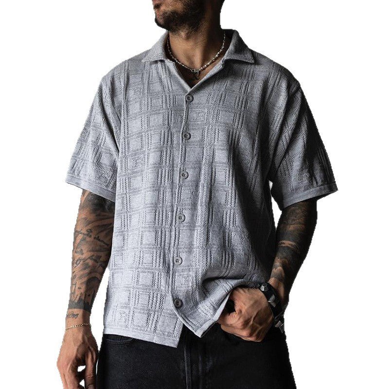 Men's Lapel Hollow - out Short - sleeve Shirt - Gents in Style