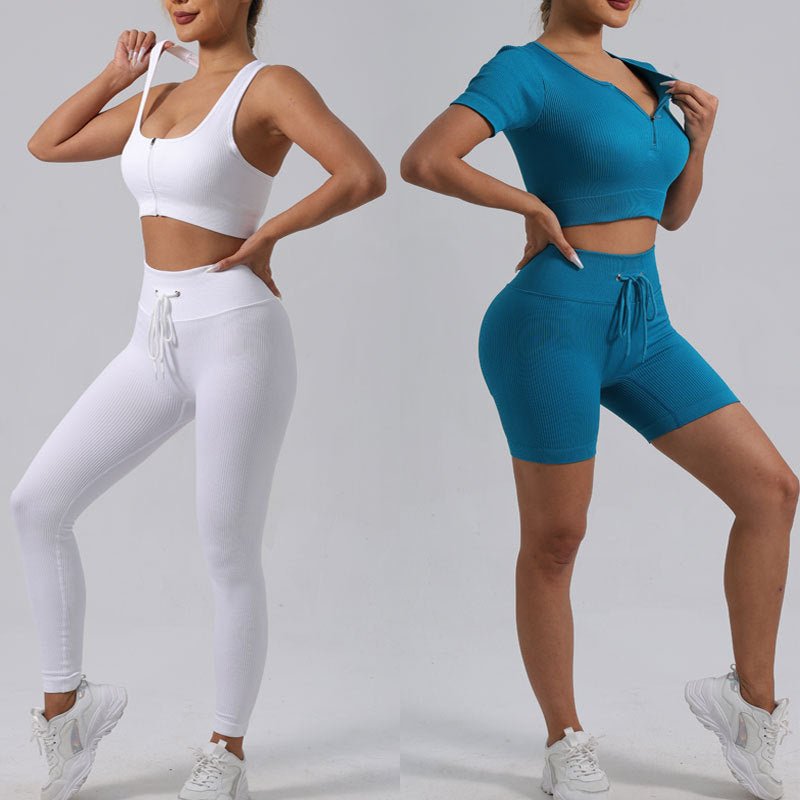 Running Training Padded Bra Quick - Drying Ribbed Womens Yoga Outfit Set - Gents in Style